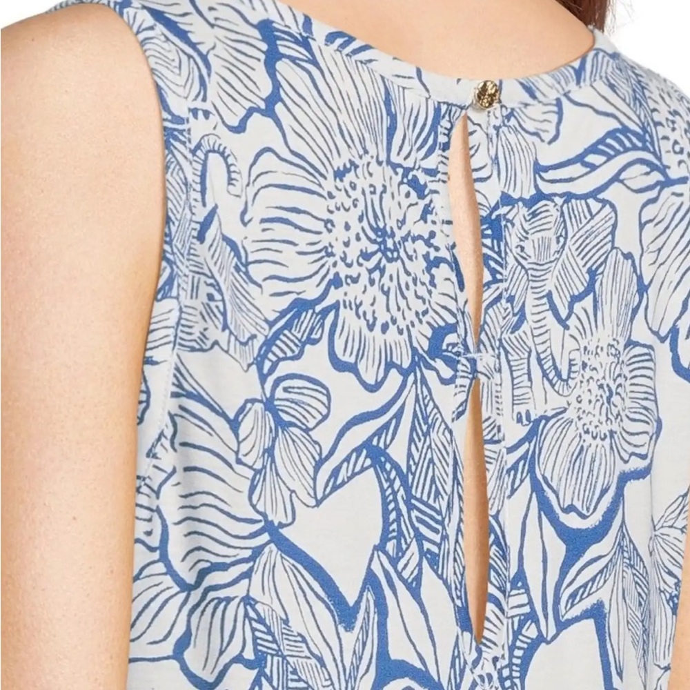 Lilly Pulitzer Blue White Floral Midi Dress